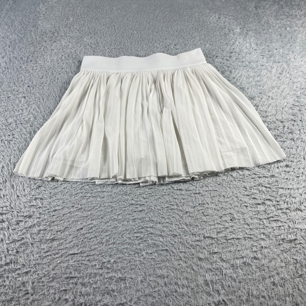 No Boundaries White Pleated Mini Skirt Elastic Waist Mesh Accordion Small 3-5